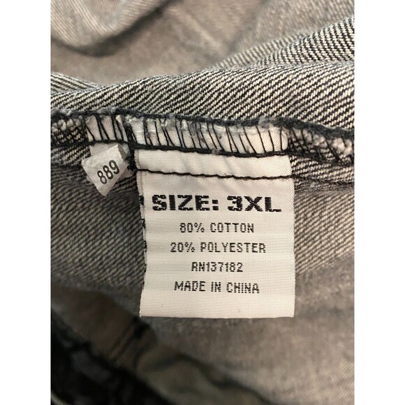 Vtg 1738 Denim Vest Jacket Cotton 3XL Biker Rockabilly Black Shredded Acid Wash - Picture 7 of 8